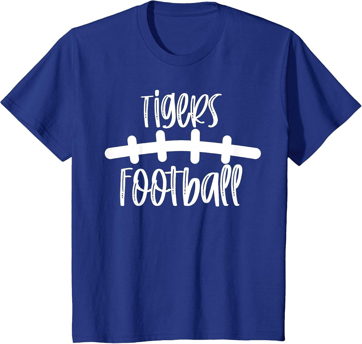 Tigers Football School Spirit Team Mascot Game Night T-Shirt - Royal Blue