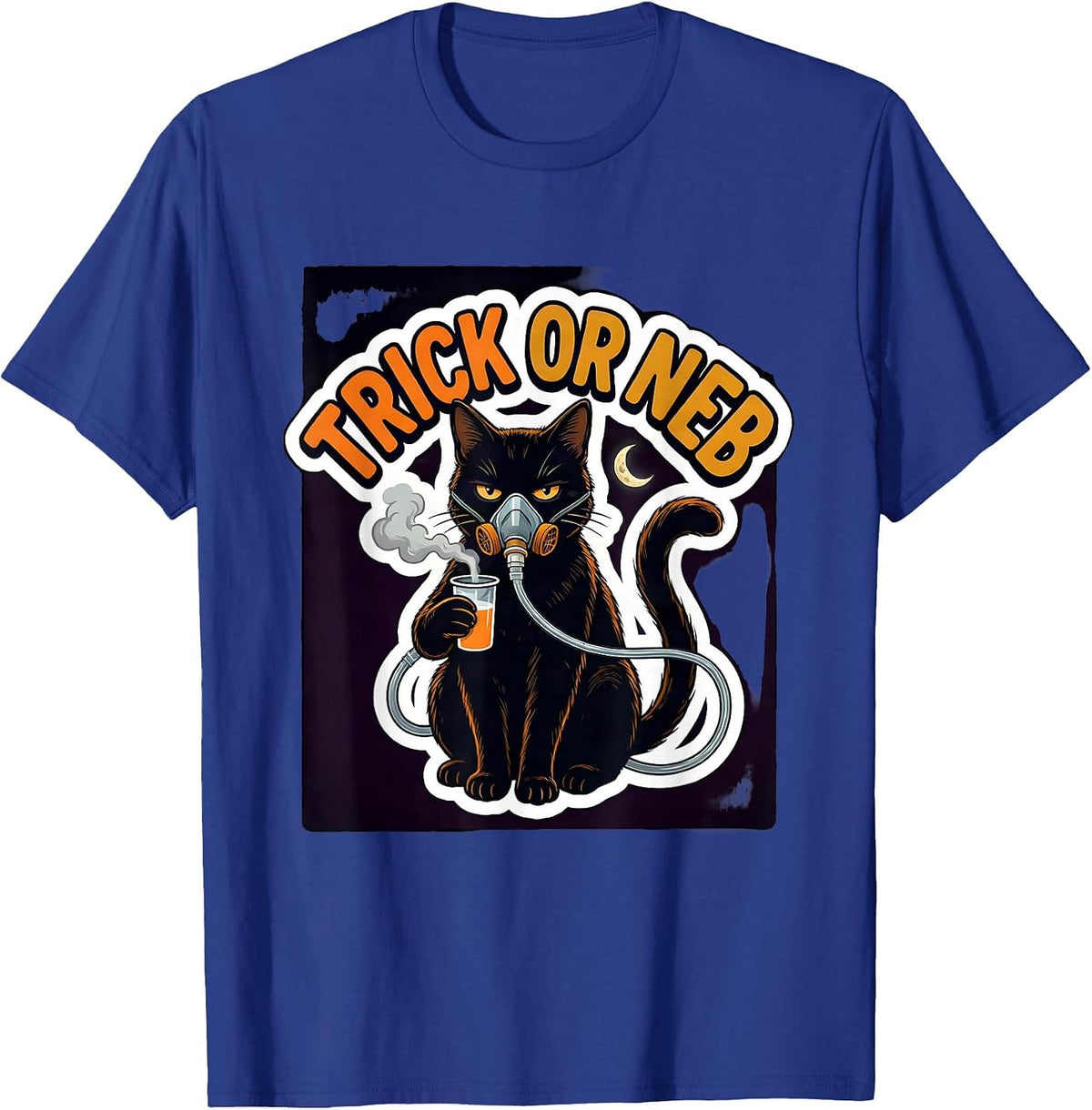 Men's Trick Or Neb Sticker Style Respiratory Therapist Halloween T-Shirt - Royal Blue