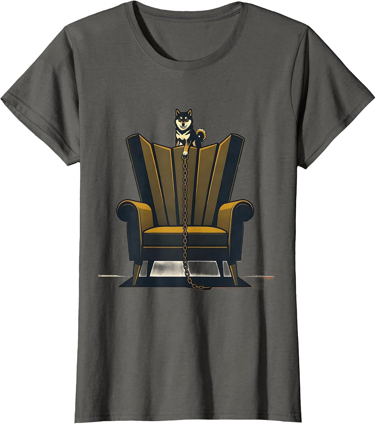 Women's Shiba Inu Throne Chair Midcentury Modern Dog Lover Gift T-Shirt - Asphalt Grey