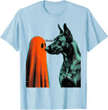 Men's Booop Risograph Funny Dog Ghost Halloween Dog Mom T-Shirt - Baby Blue
