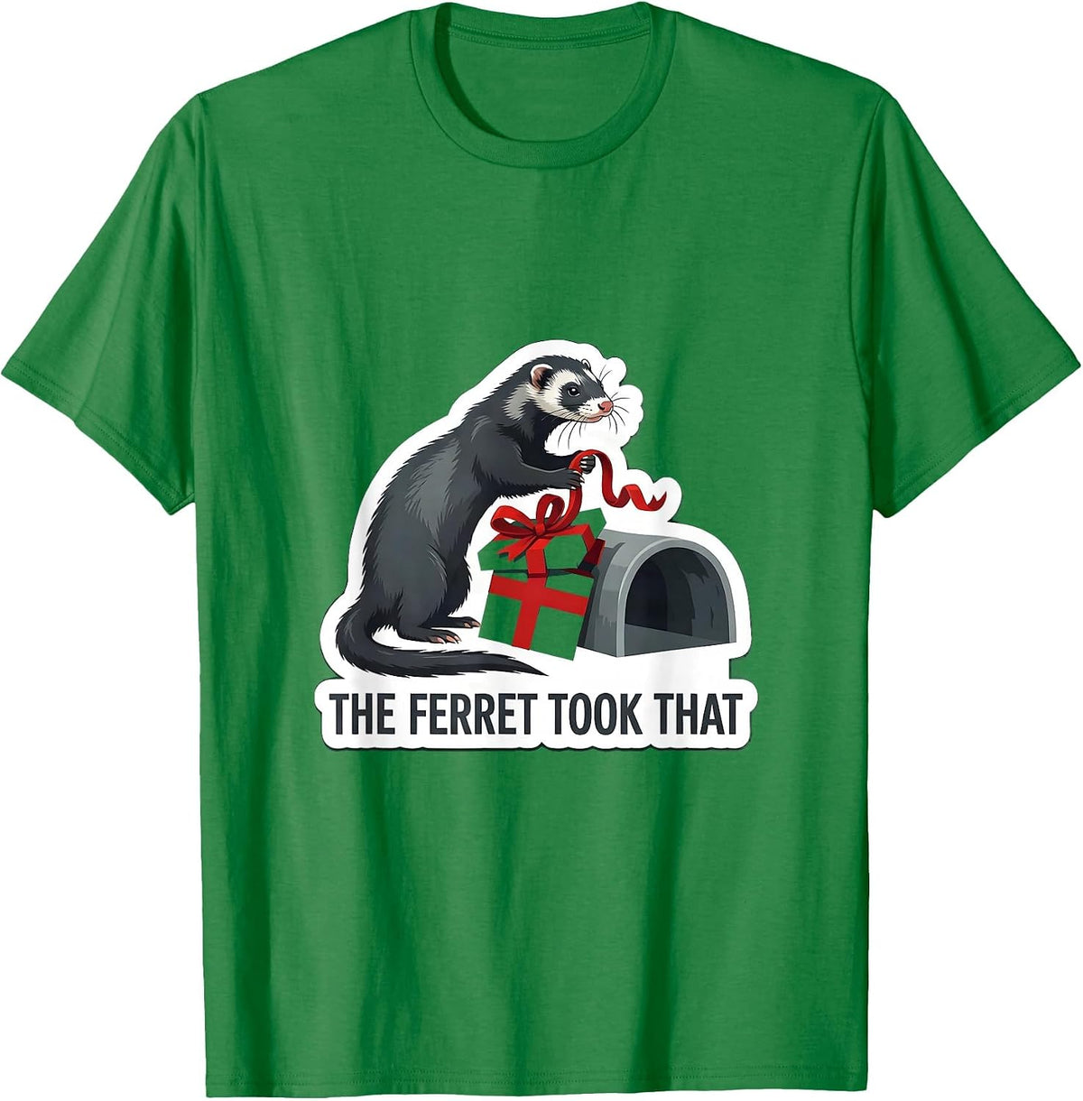 Men's The Ferret Took That Funny Ferret Lover Gift Sticker T-Shirt - Kelly Green