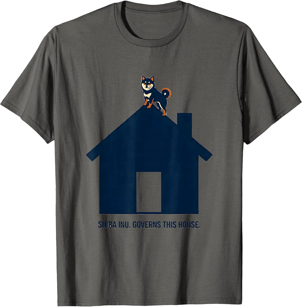Men's Shiba Inu Governs This House Funny Dog Lover Gift T-Shirt - Asphalt Grey