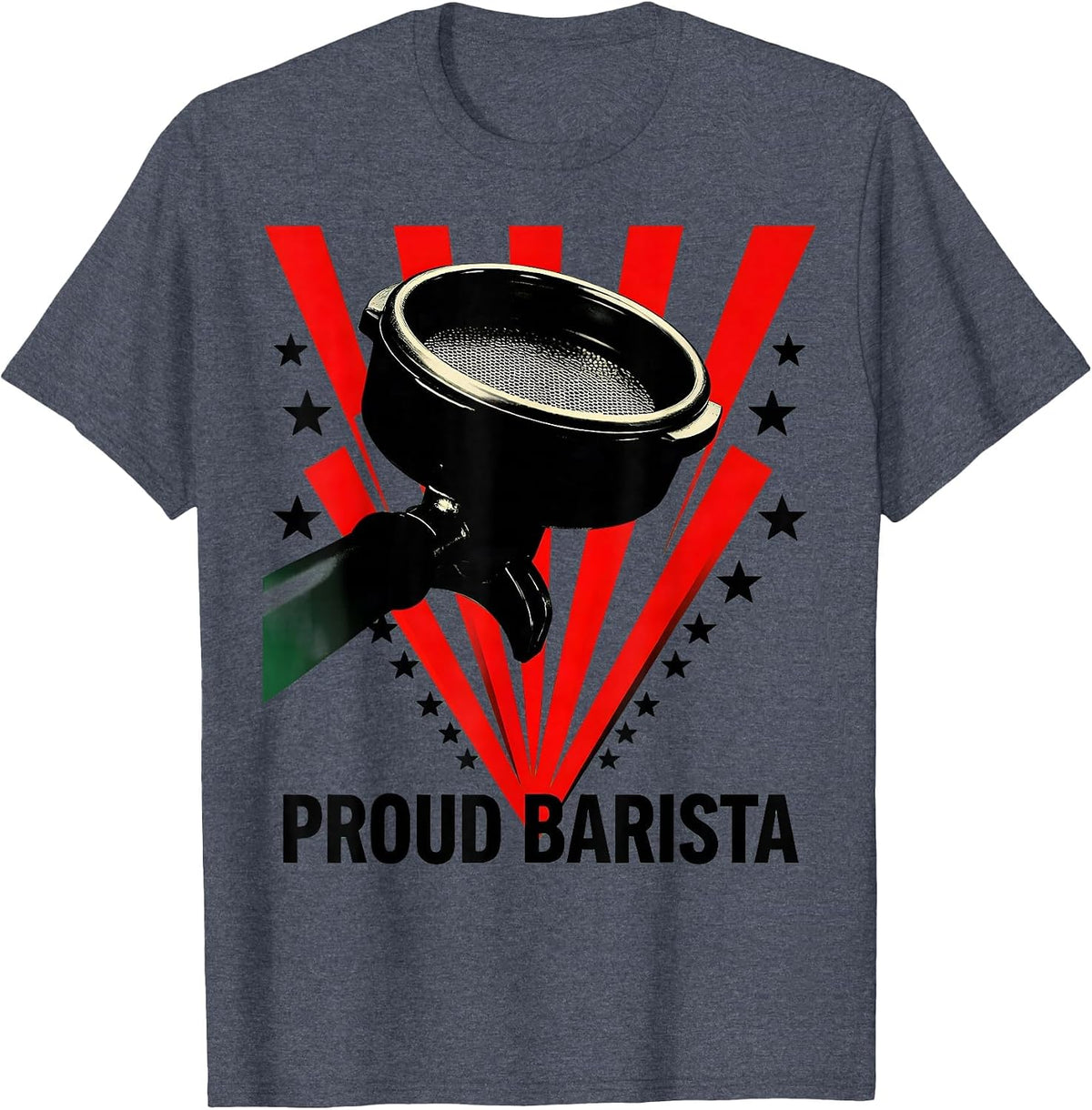 Proud Barista Constructivist Poster American Flag Patriotic T-Shirt - Heather Blue