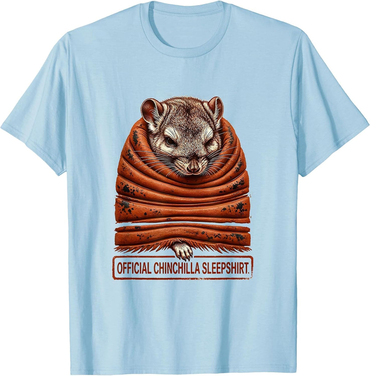 Men's Official Chinchilla Sleepshirt Cute Animal Loungewear T-Shirt - Baby Blue