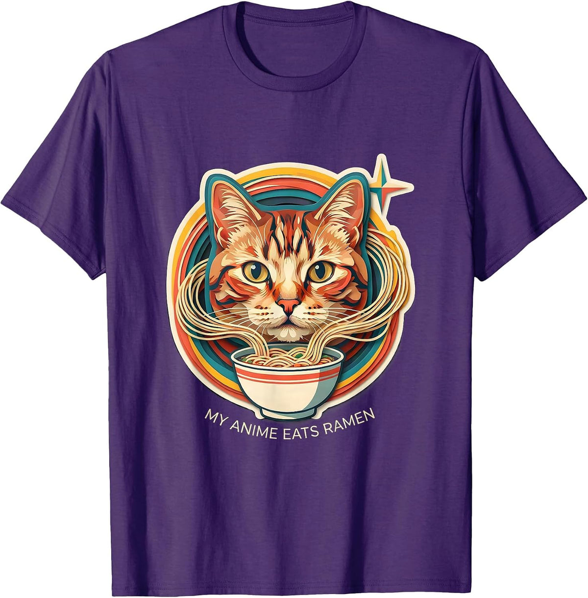 My Anime Eats Ramen Funny Kawaii Anime Cat Ramen Gift T-Shirt - Purple