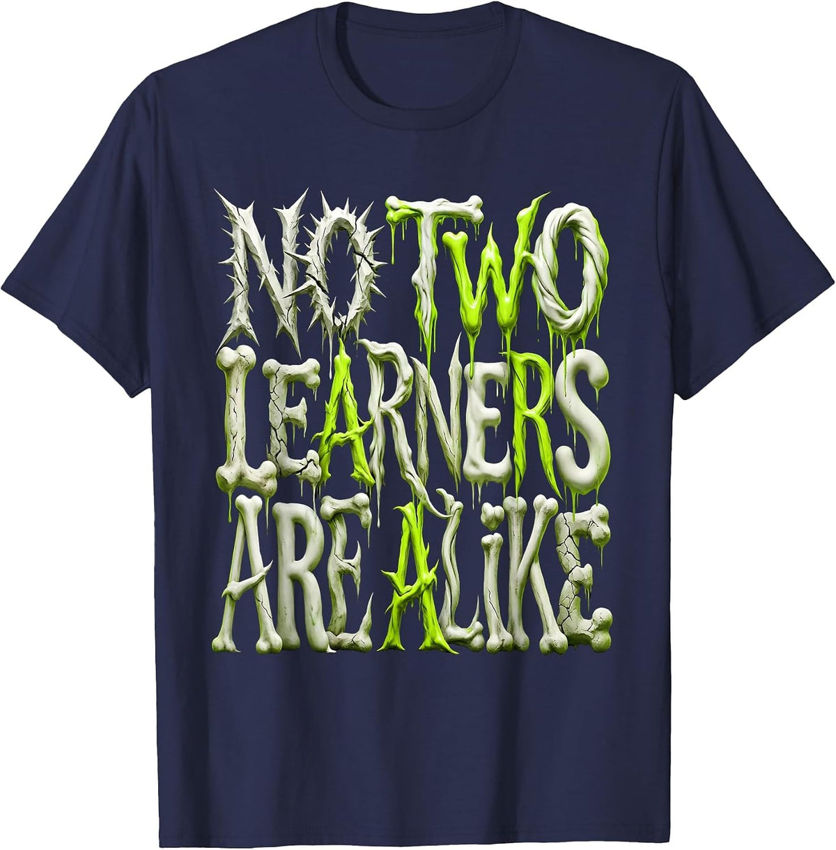 No Two Learners Are Alike Special Education Tee T-Shirt - Navy Blue