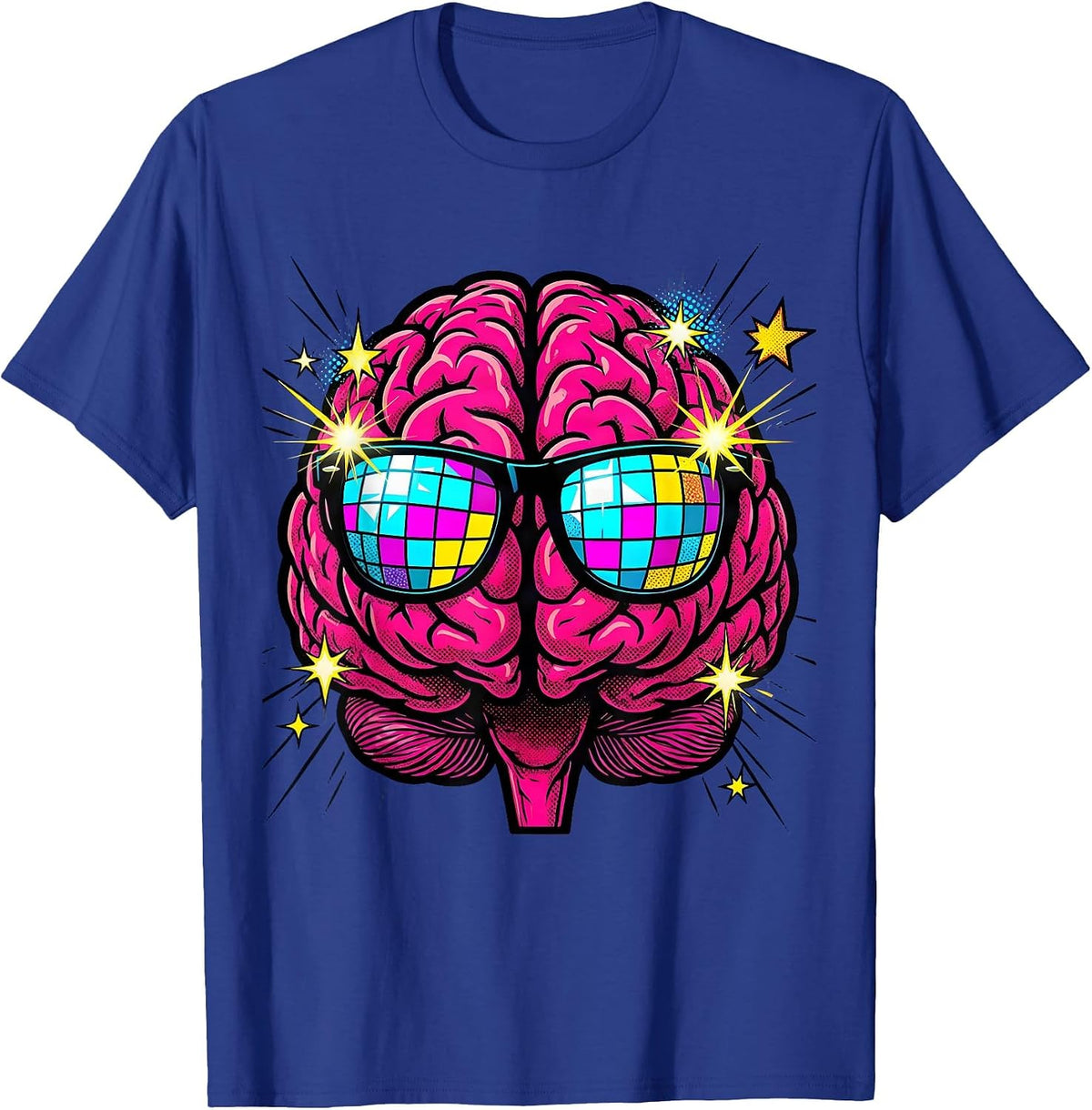 Men's Rizz Em With The Tism Disco Brain Graphic T-Shirt - Royal Blue