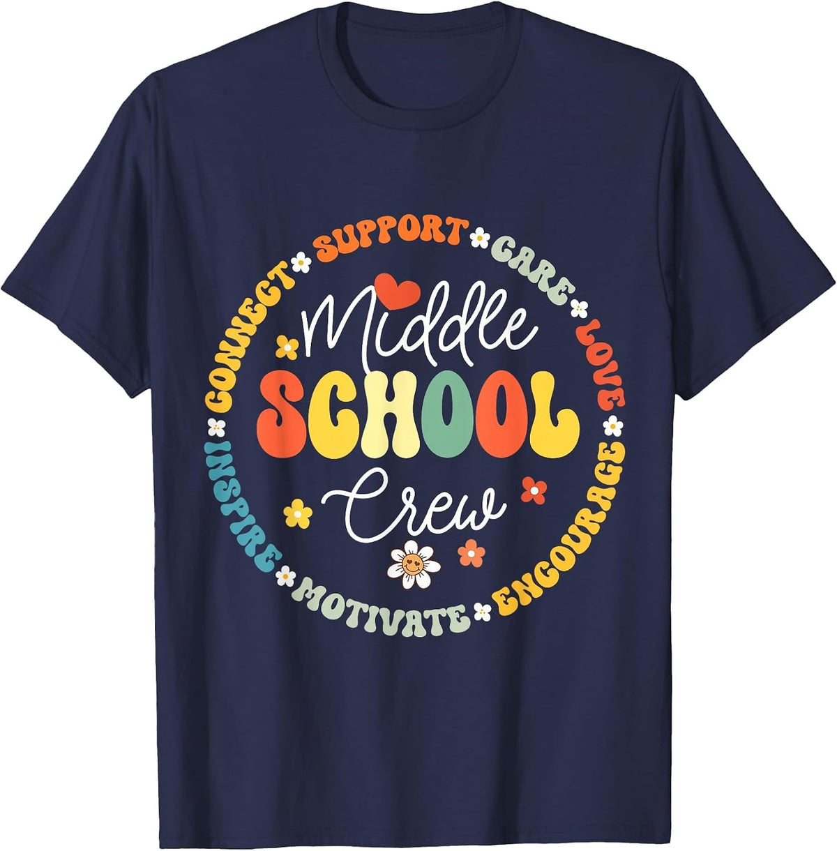 Middle School Crew Back to School for Teacher T-Shirt - Navy Blue