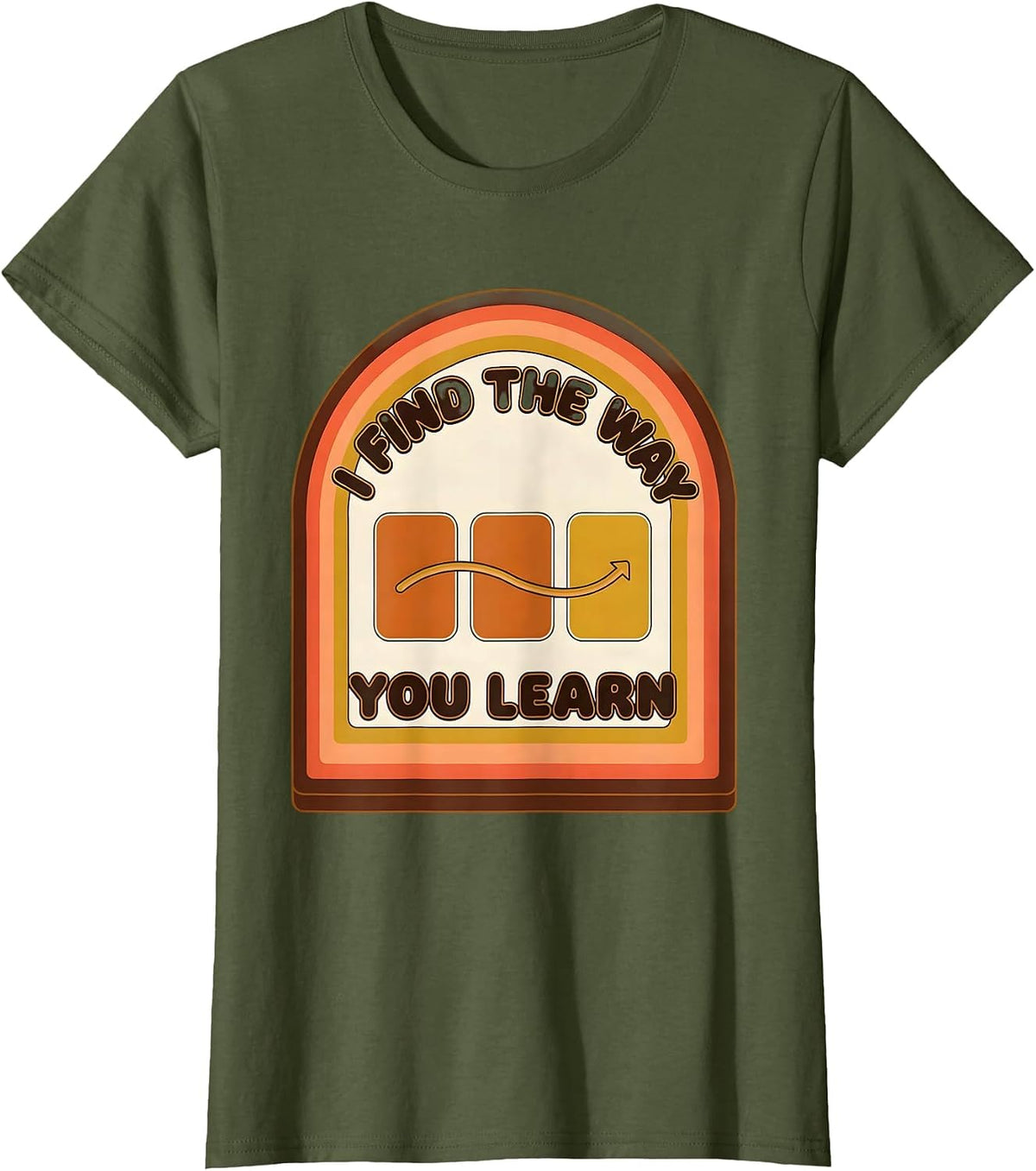 Women's I Find The Way You Learn Retro Special Education Teacher T-Shirt - Olive Green