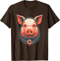 Pig Bust Mask Flat Vector Halloween Pig Lover Humor T-Shirt - Brown