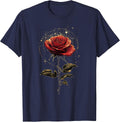 Red Rose Flower Botanist Garden Flower Red Rose T-Shirt - Navy Blue