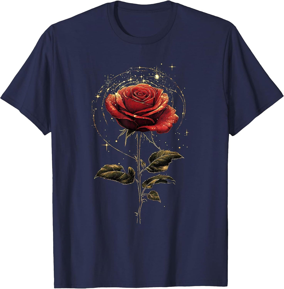 Red Rose Flower Botanist Garden Flower Red Rose T-Shirt - Navy Blue