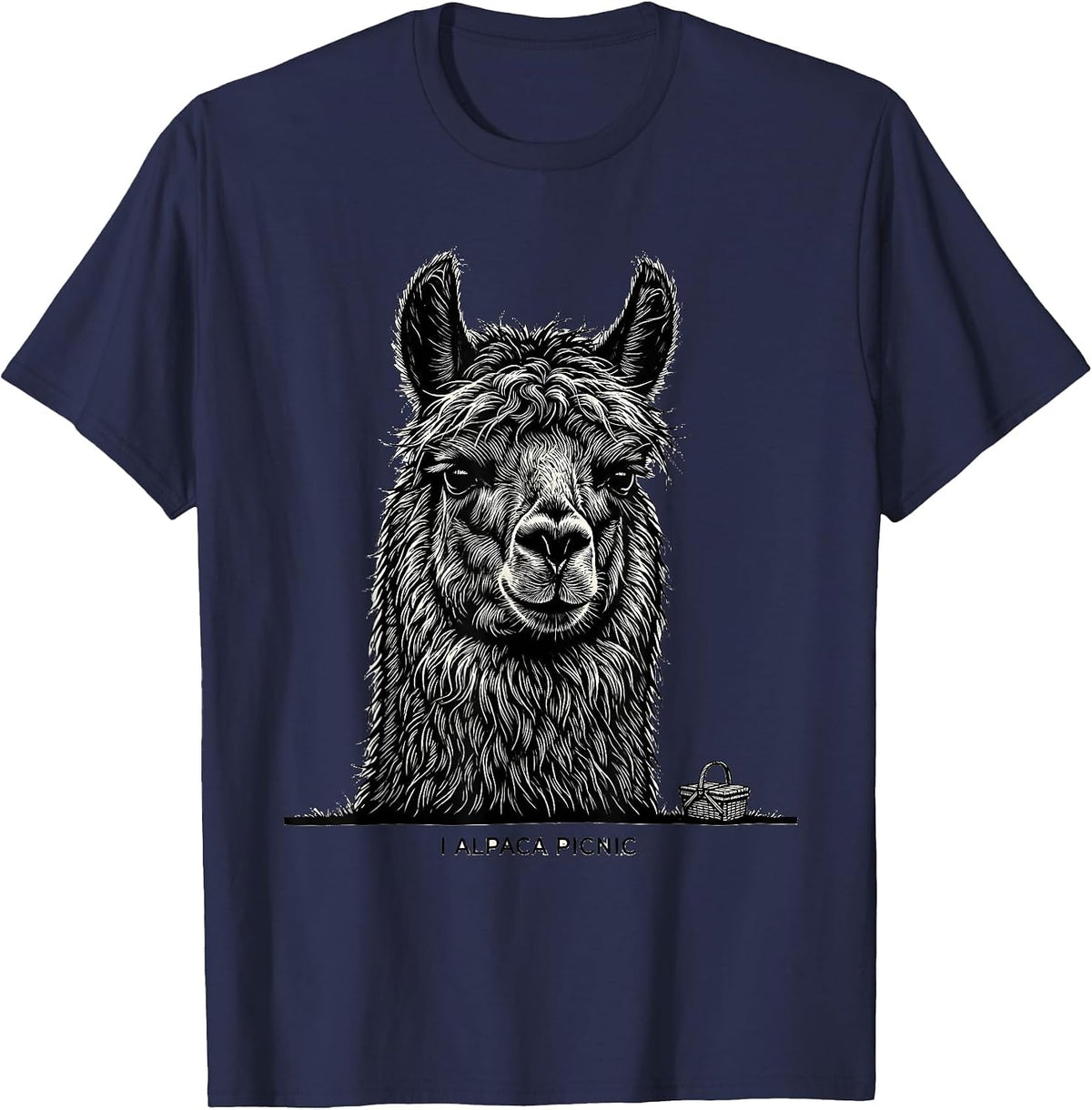 I Alpaca Picnic Funny Alpaca Lover Casual Gift T-Shirt - Navy Blue