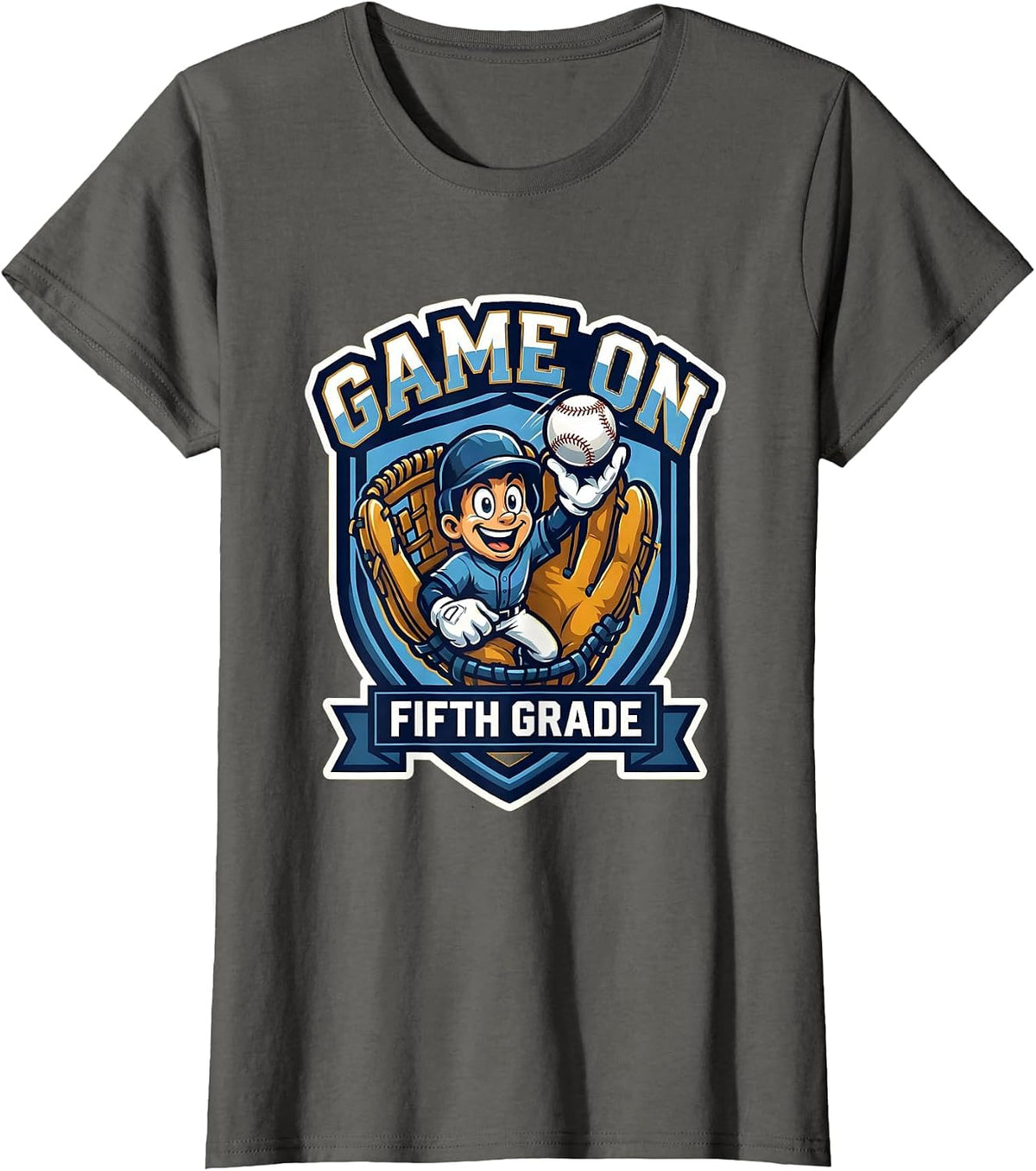 Women's Game On Fifth Grade Playful Mascot Logo Back To School T-Shirt - Asphalt Grey