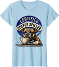 Women's Certified Coffee Spiller Funny Pitbull Dog Mom Pet Lover T-Shirt - Baby Blue