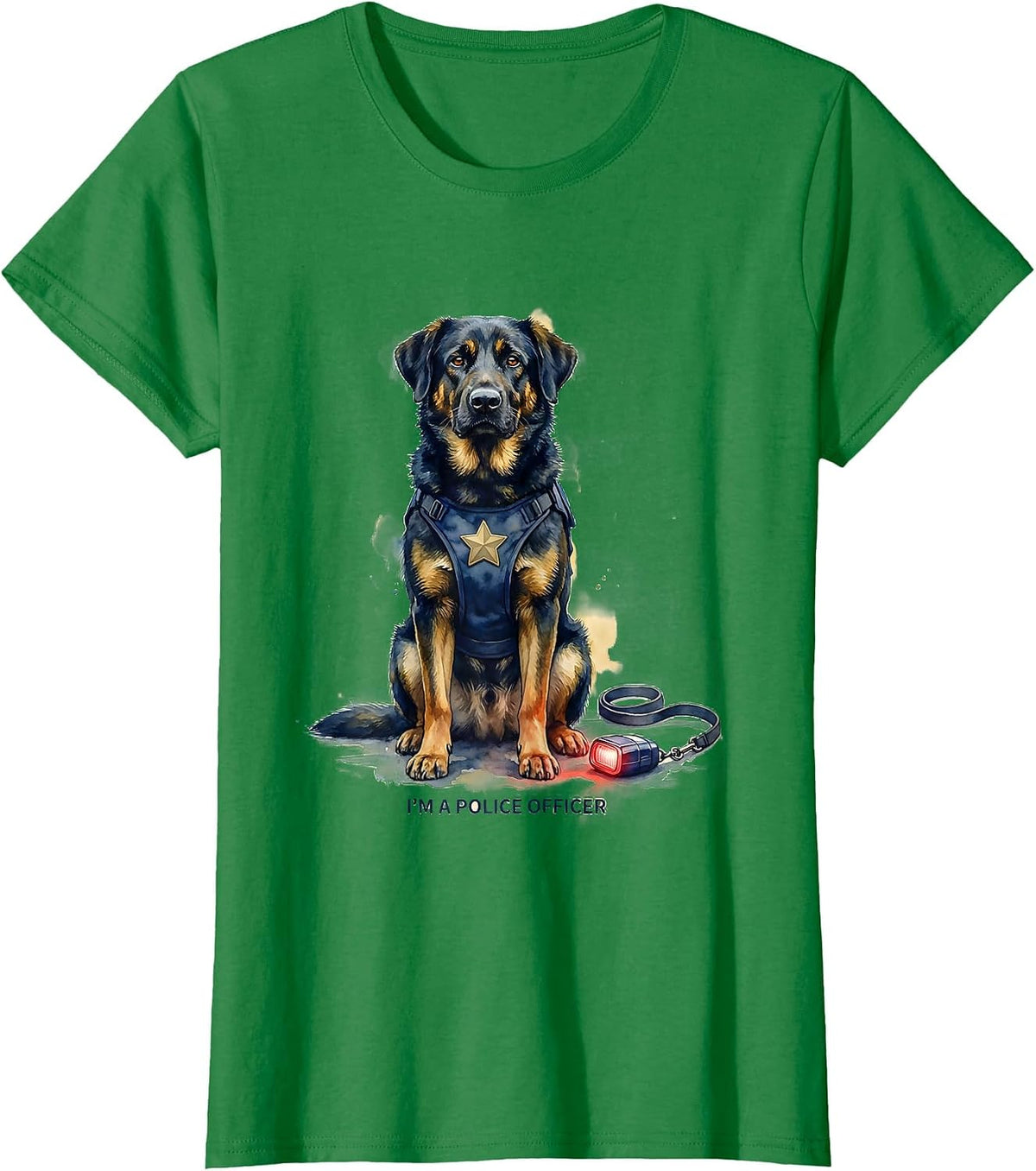 I'm A Police Officer Watercolor Police Costume Kids T-Shirt - Kelly Green