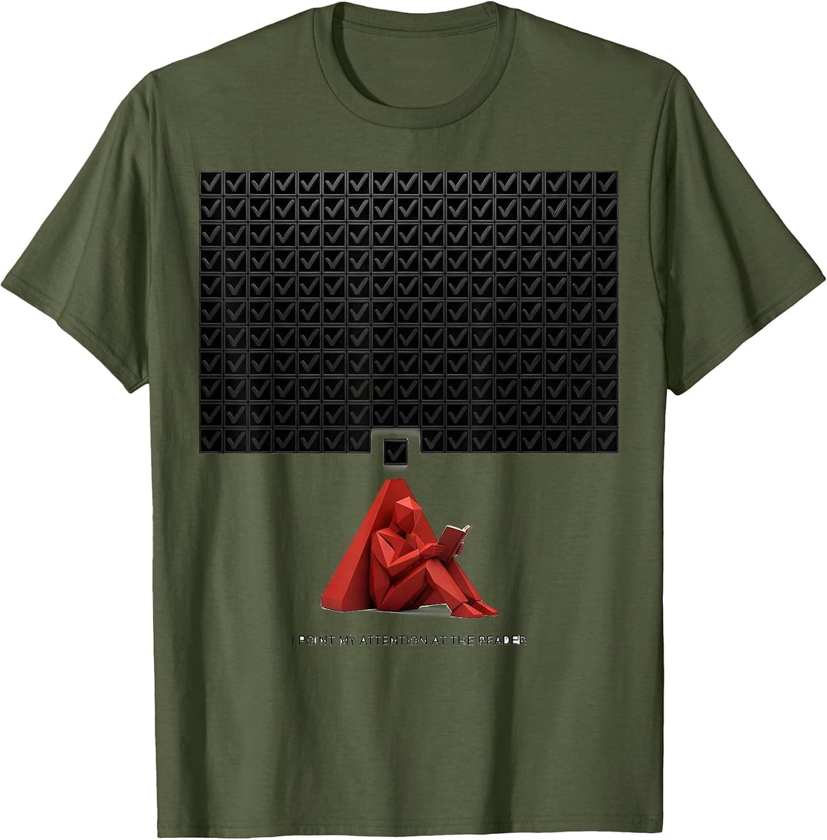 Men's I Point My Attention At The Reader Geometric Dyslexia T-Shirt - Olive Green
