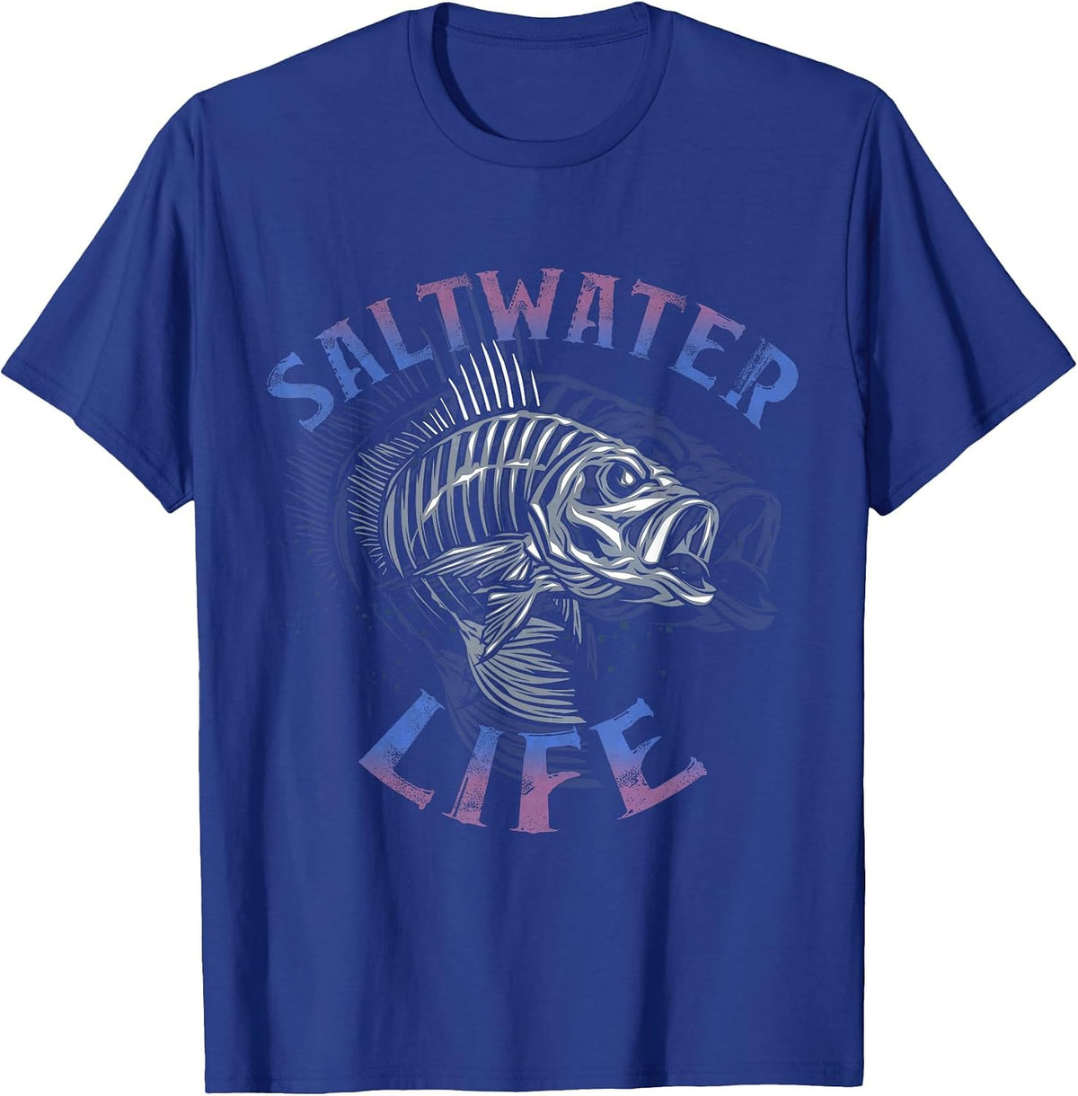 Saltwater Life Fishing Great Graphic T-Shirt - Royal Blue