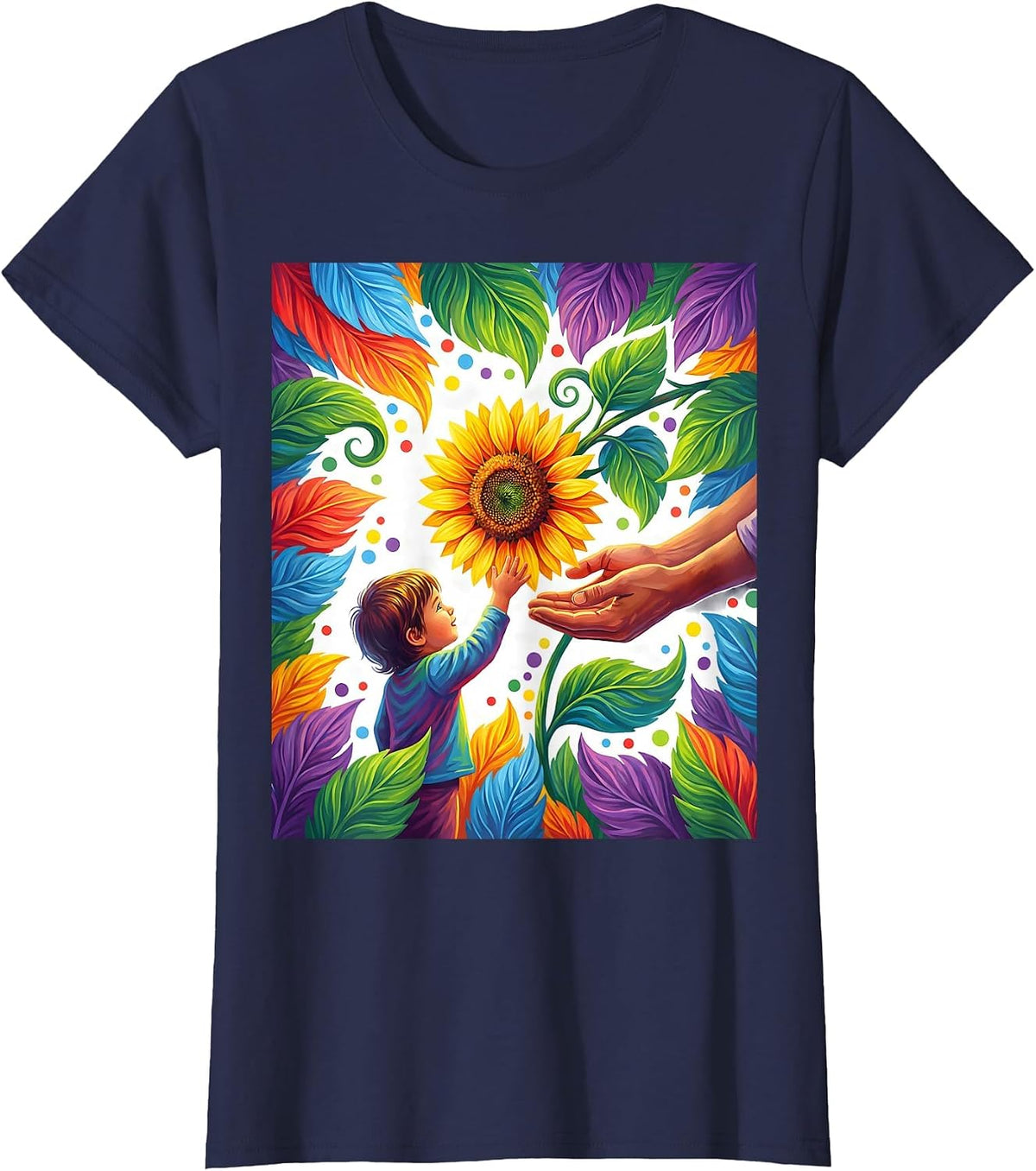 Women's Prek Teacher Flower Gift Cute Illustration T-Shirt - Navy Blue