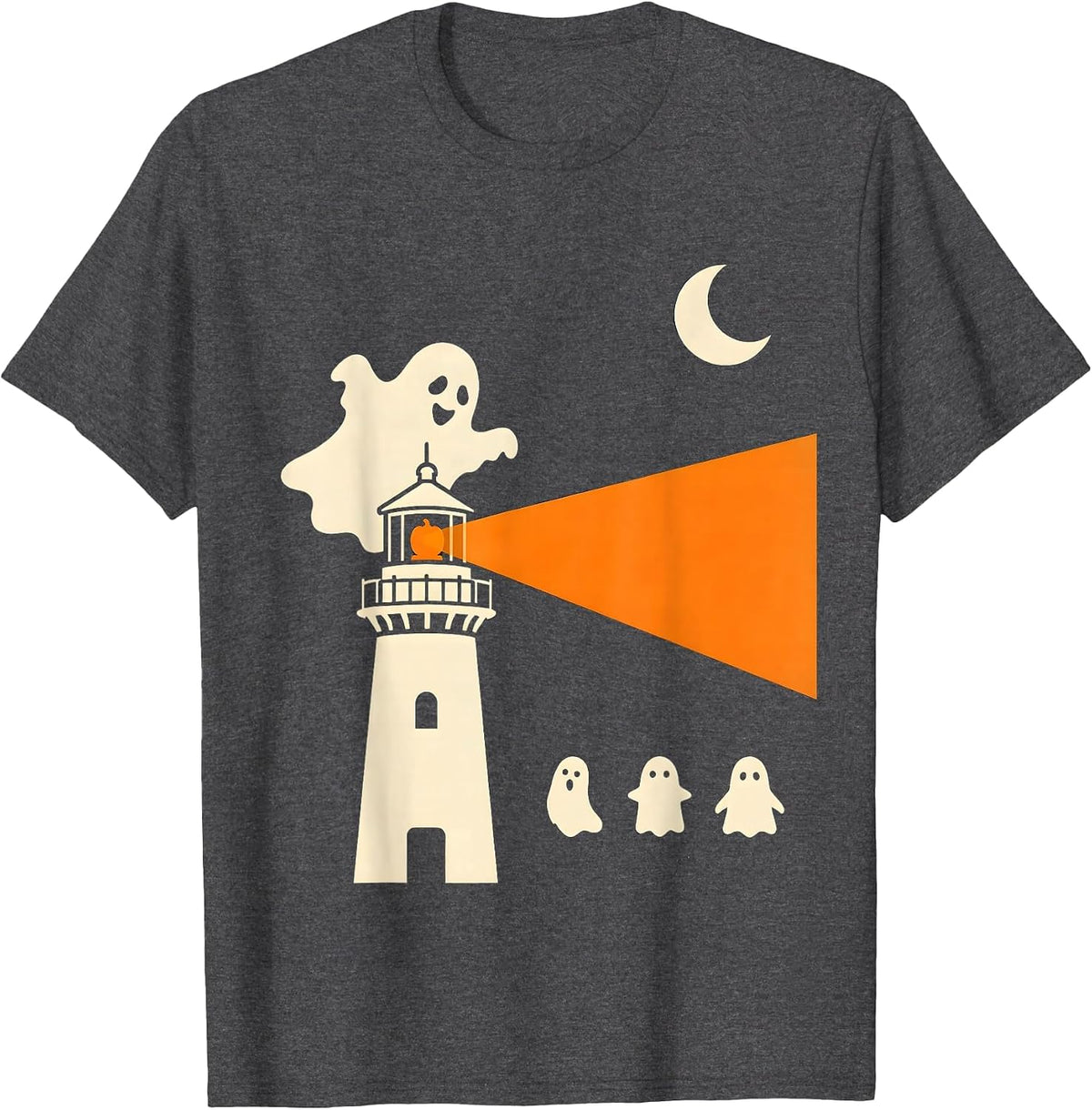 Friendly Ghost Lighthouse Mental Health Counselor Halloween T-Shirt - Dark Heather Grey