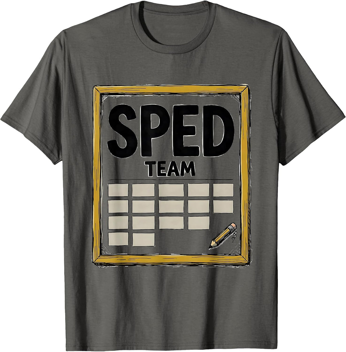 SPED Team Hand-Sketched Funny Special Education Teacher T-Shirt - Asphalt Grey