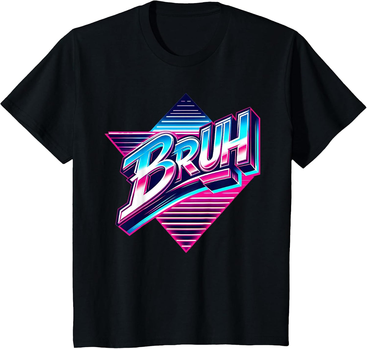 Retro Bruh Meme Synthwave 80s Vintage Boys Mens Funny Saying T-Shirt - Black