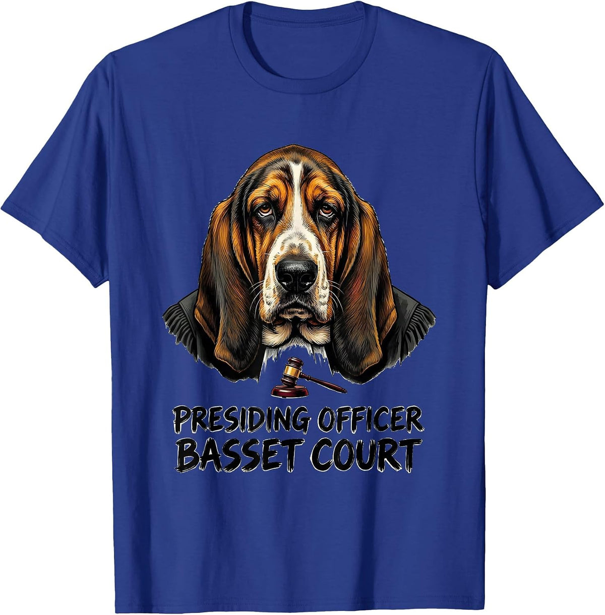 Men's Presiding Officer Basset Court Funny Dog Meme Breed Humor T-Shirt - Royal Blue