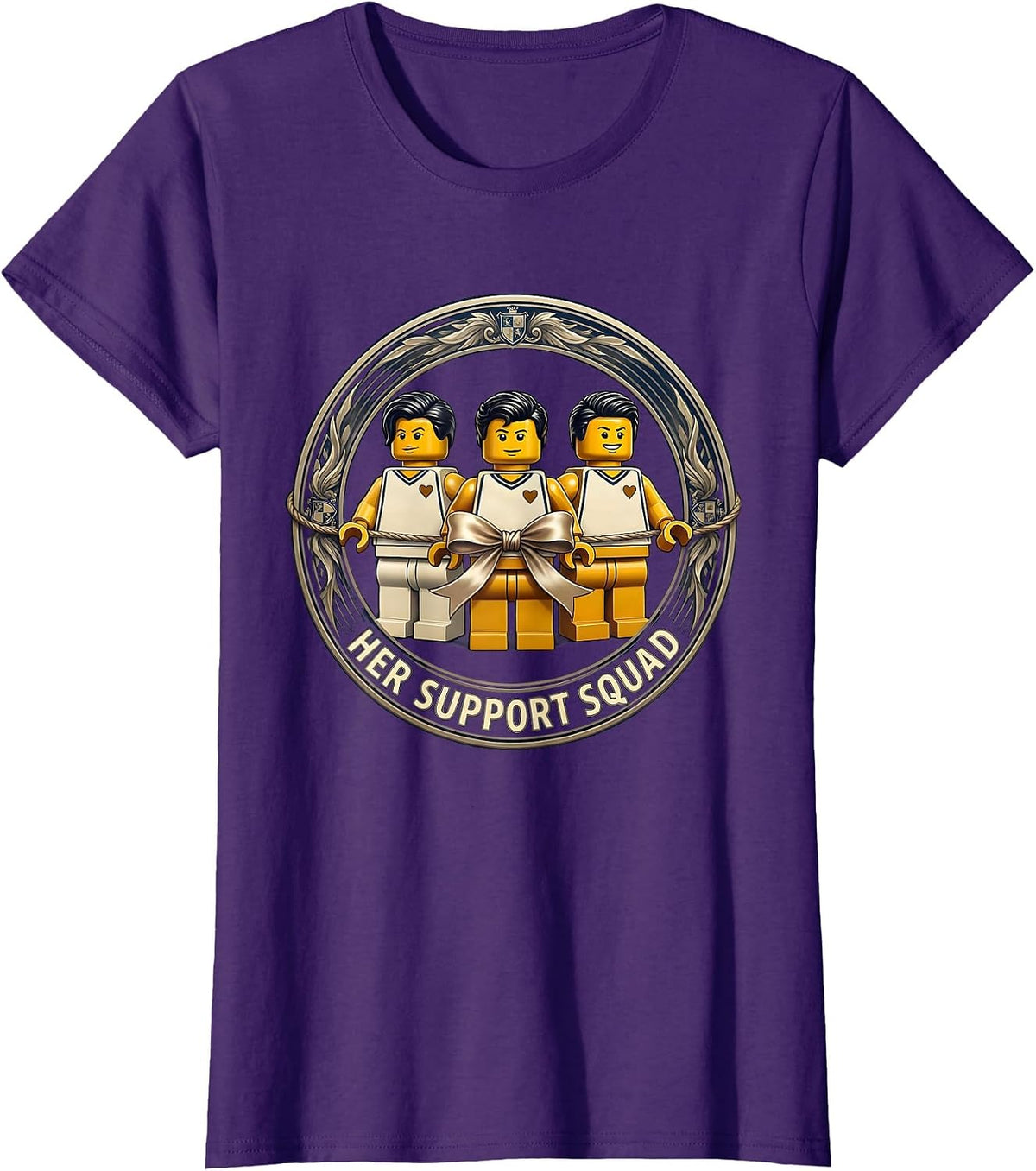 Women's Her Support Squad Down Syndrome Awareness Homie Pride Emblem T-Shirt - Purple