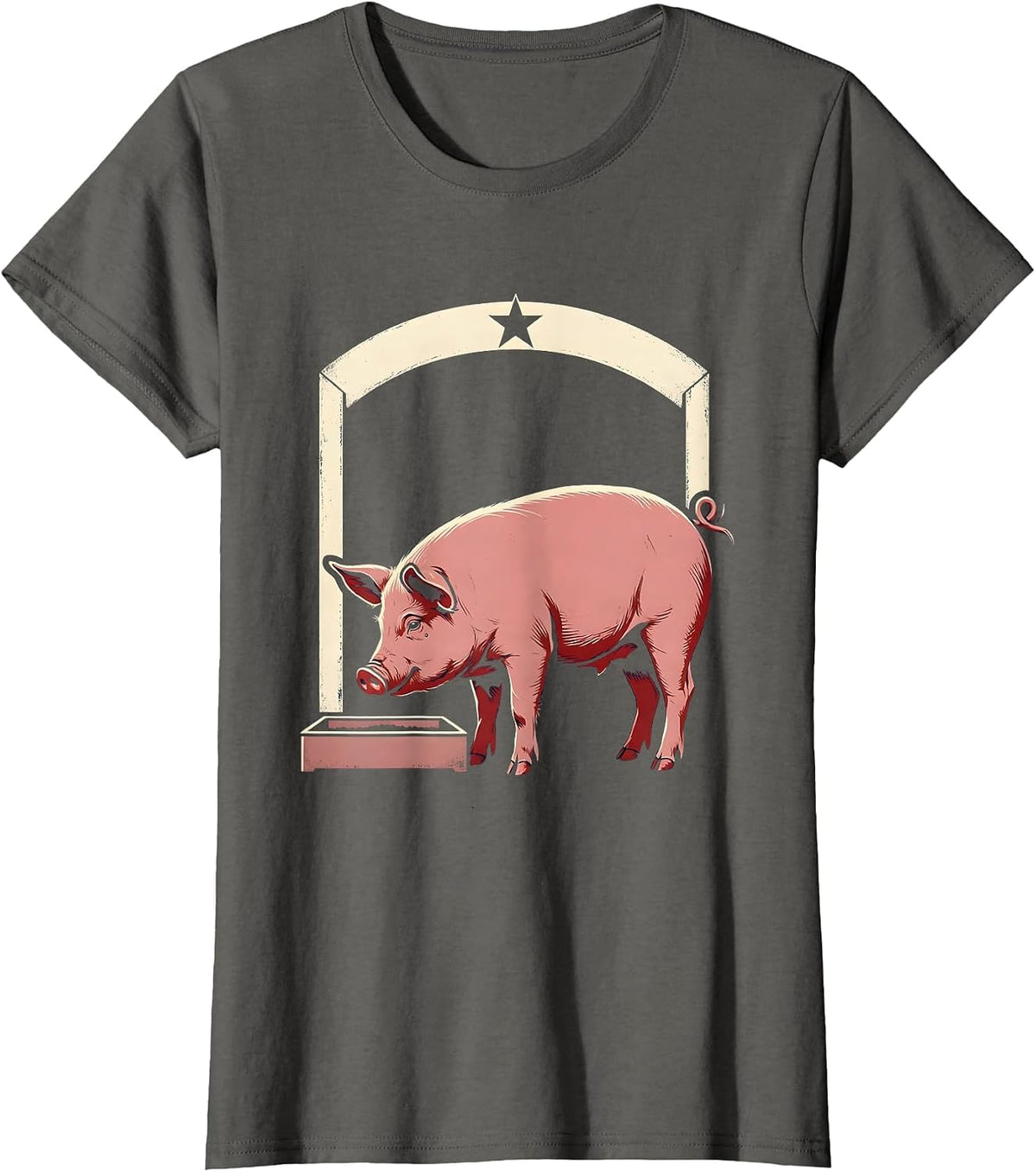 Women's Pig Lover Showcard Farm Humor Casual T-Shirt - Asphalt Grey