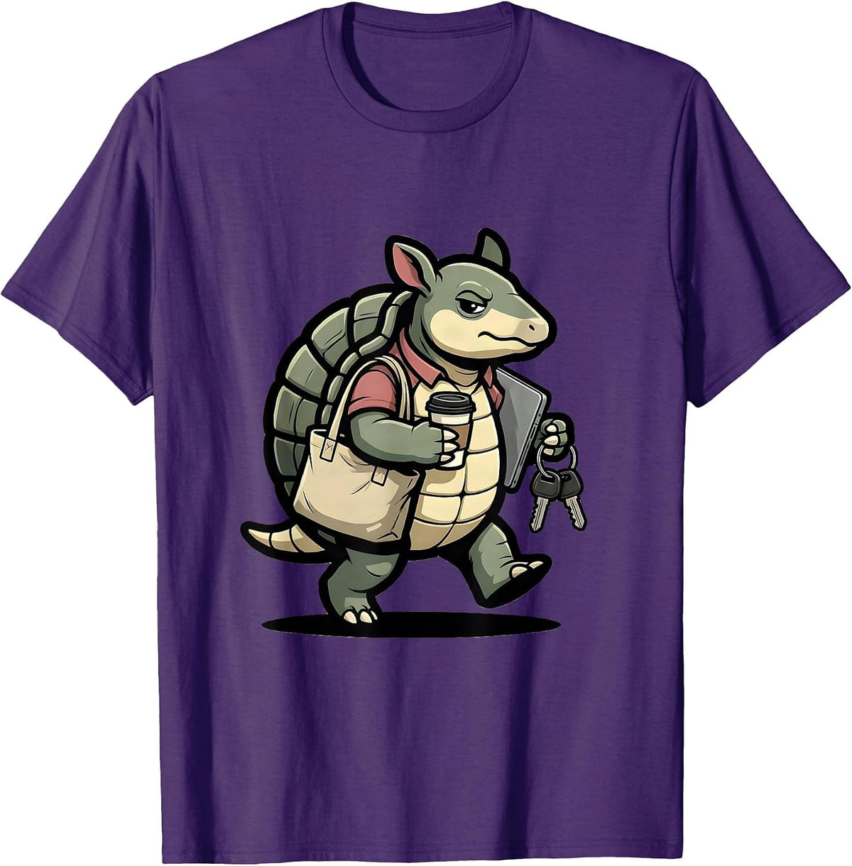 Men's Armadillo Mascot Social Worker Advocacy Humor Work T-Shirt - Purple
