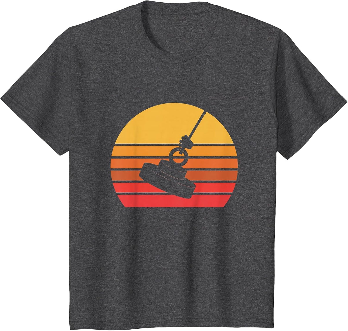 Retro Sunset Magnet Fishing T-Shirt - Dark Heather Grey