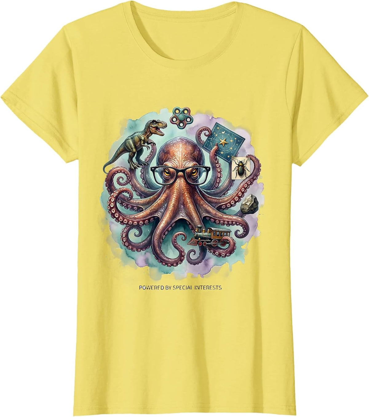 Rizz Em With The Tism Powered by Special Interests T-Shirt - Lemon Yellow