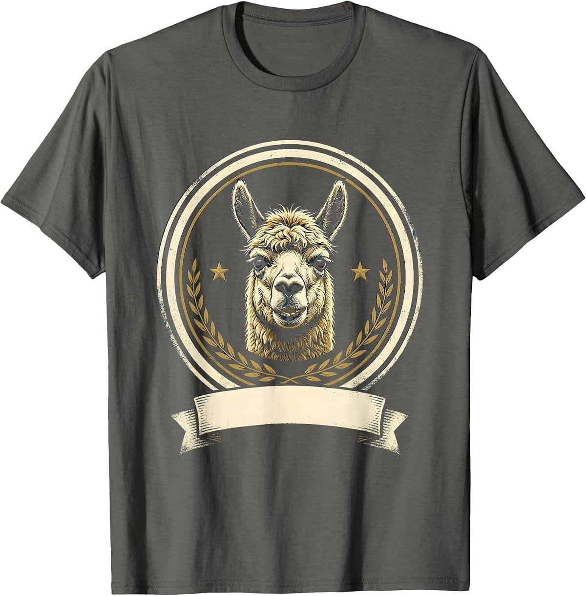 Men's Alpaca Emblem Funny Casual Humor T-Shirt - Asphalt Grey
