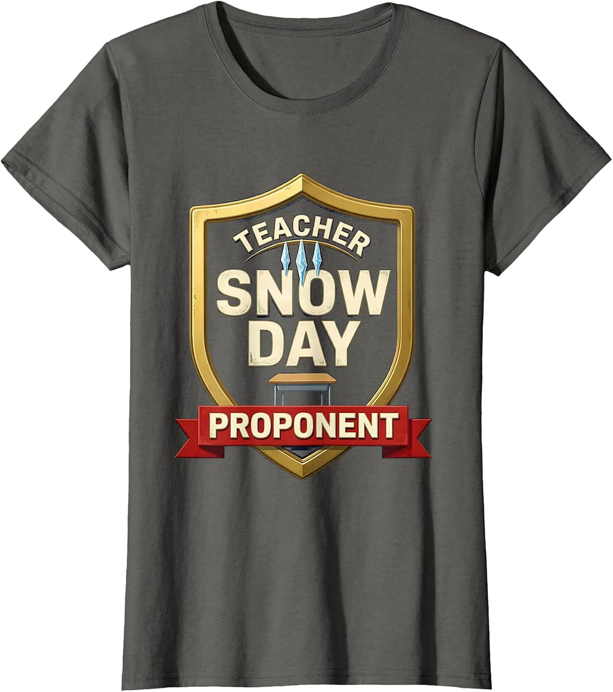 Women's Teacher Snow Day Proponent Funny Teacher Christmas Winter T-Shirt - Asphalt Grey