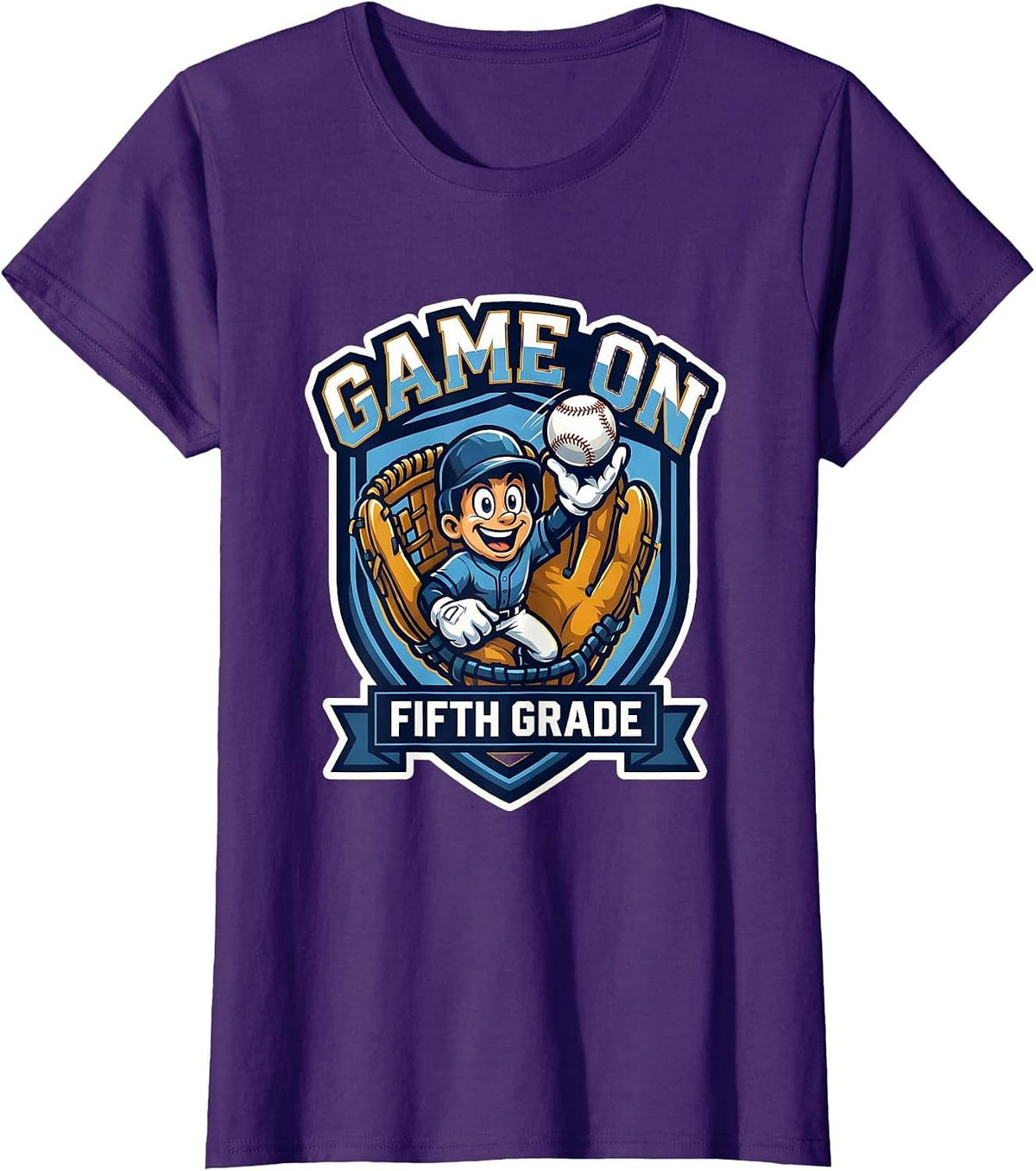 Women's Game On Fifth Grade Playful Mascot Logo Back To School T-Shirt - Purple