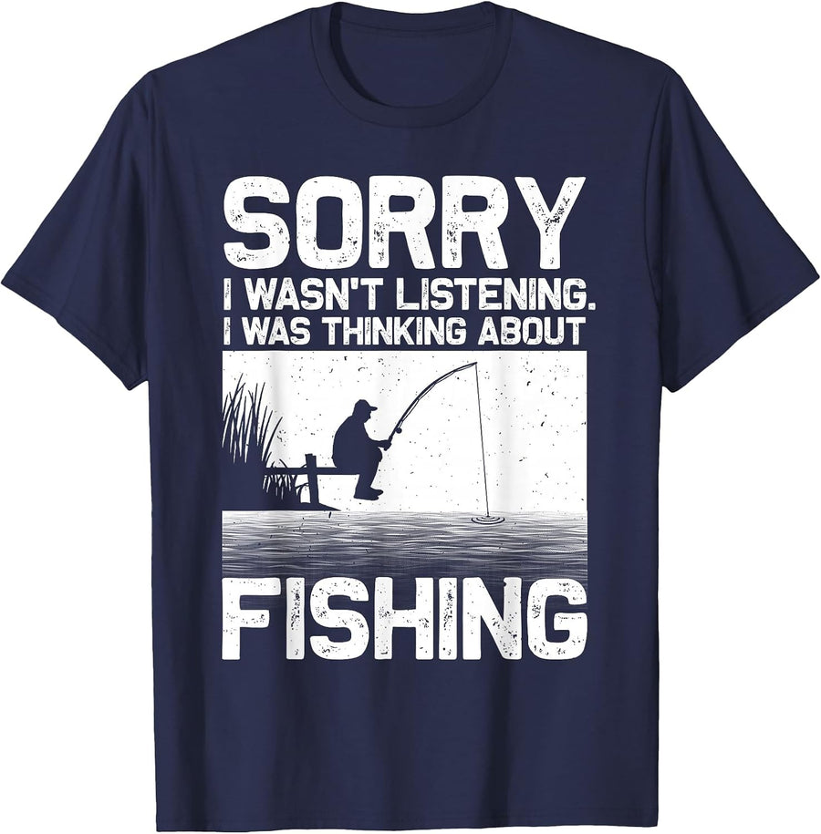 Funny Fishing for Men Women Trout Bass Fisherman Vacation T-Shirt - Navy Blue