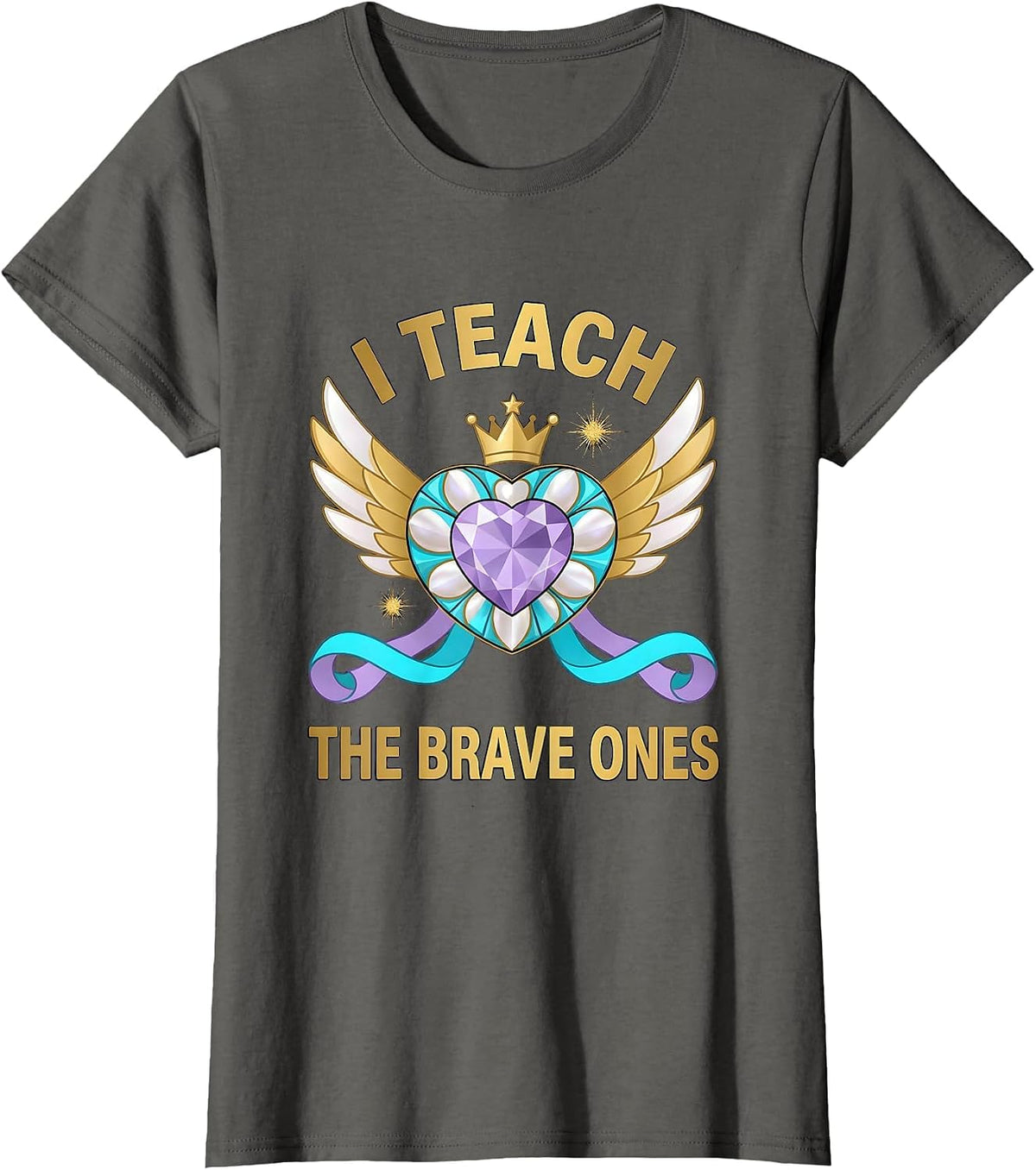 Women's I Teach The Brave Ones Special Education Teacher T-Shirt - Asphalt Grey