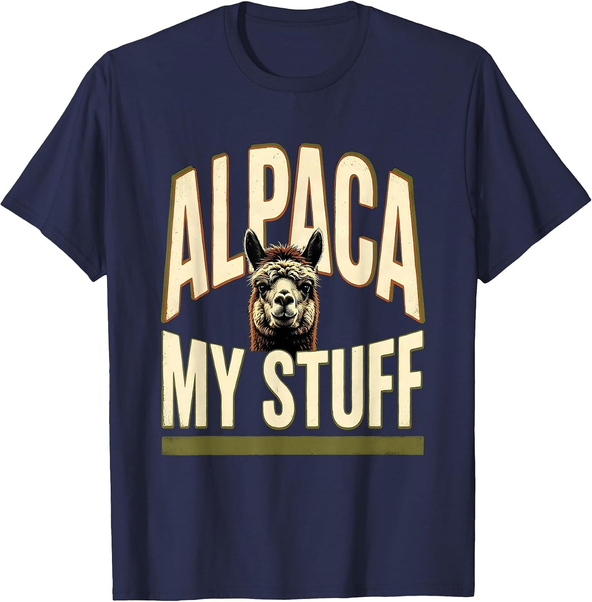 Men's Alpaca My Stuff Funny Alpaca Lover Humor Graphic T-Shirt - Navy Blue