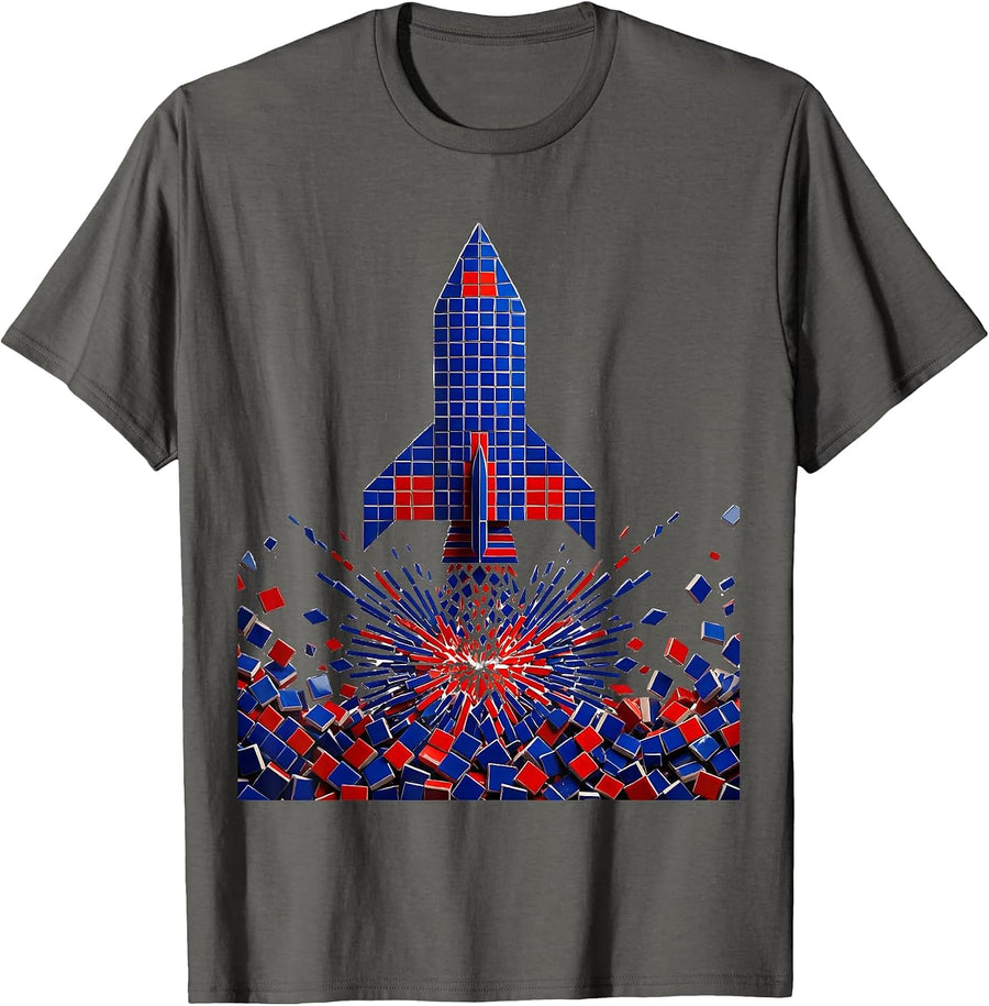 Dyslexia Awareness Scattered Letters Rocket Launch T-Shirt - Asphalt Grey