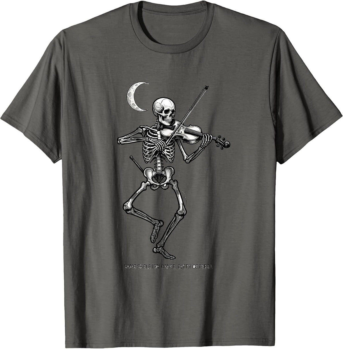 Same Skeleton Dance, Every October Whimsical Music Teacher T-Shirt - Asphalt Grey