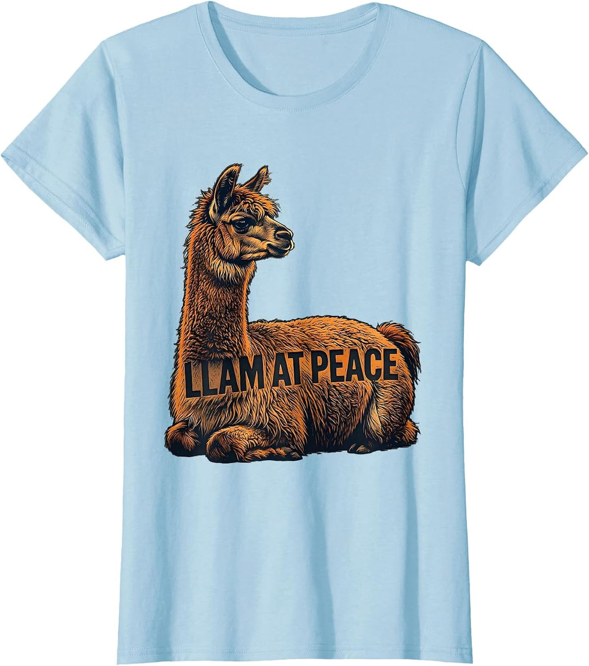 Women's Llam At Peace Funny Alpaca Humor Casual Gift T-Shirt - Baby Blue