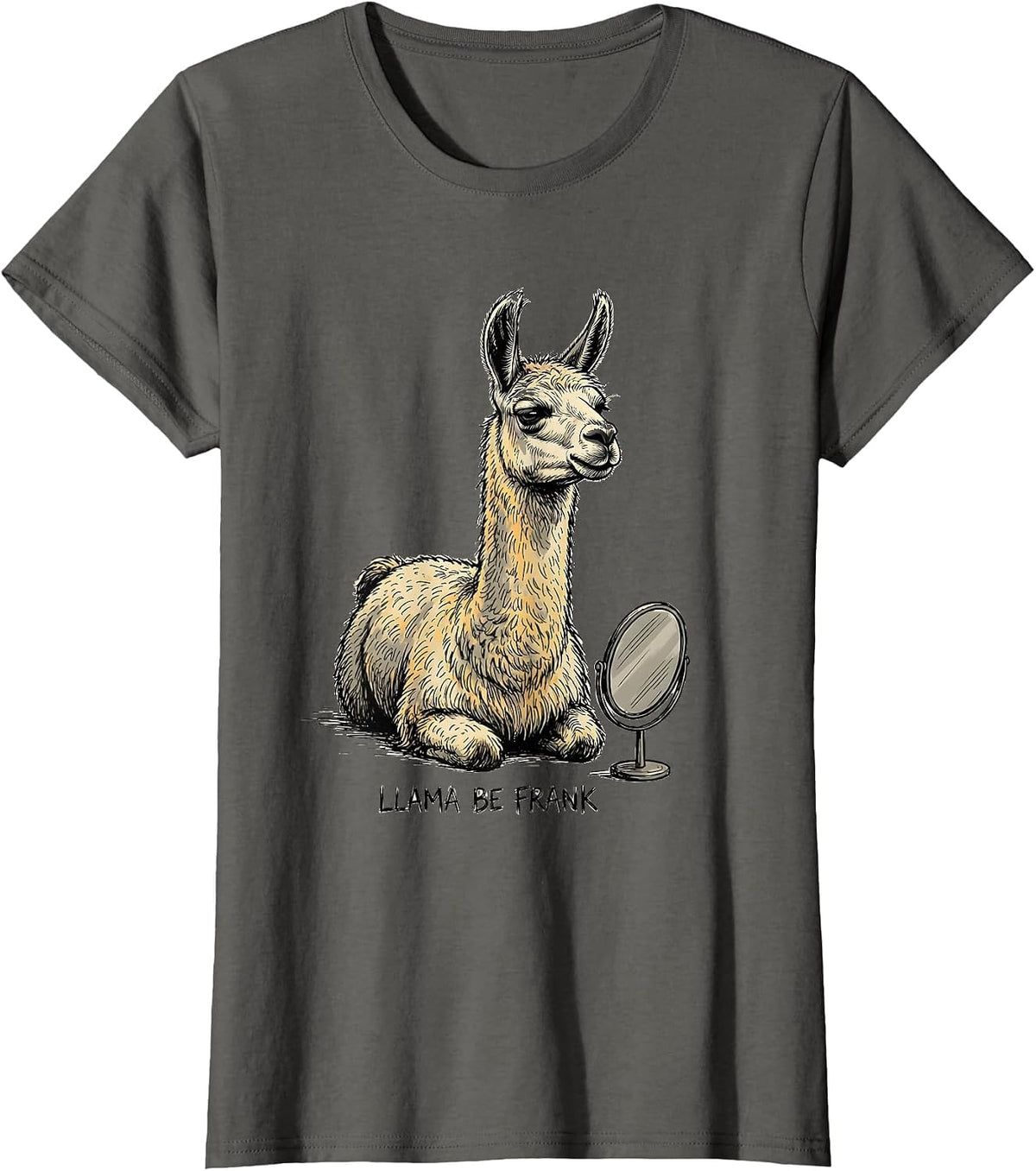 Women's Llama Be Frank Funny Animal Humor Llama Lover Gift T-Shirt - Asphalt Grey