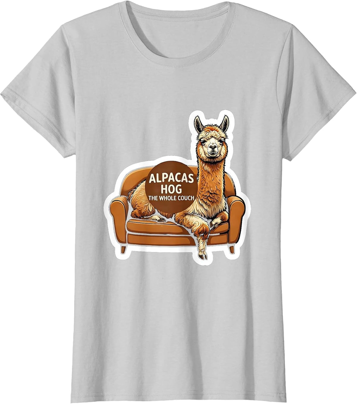 Women's Alpacas Hog The Whole Couch Funny Alpaca Lover Animal Humor T-Shirt - Silver Grey