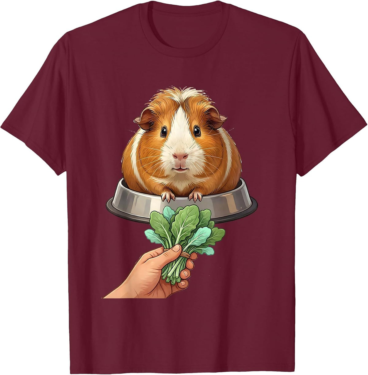Men's Oversized Tailless Guinea Pig Cute Kawaii Pet Lover Gift T-Shirt - Burgundy