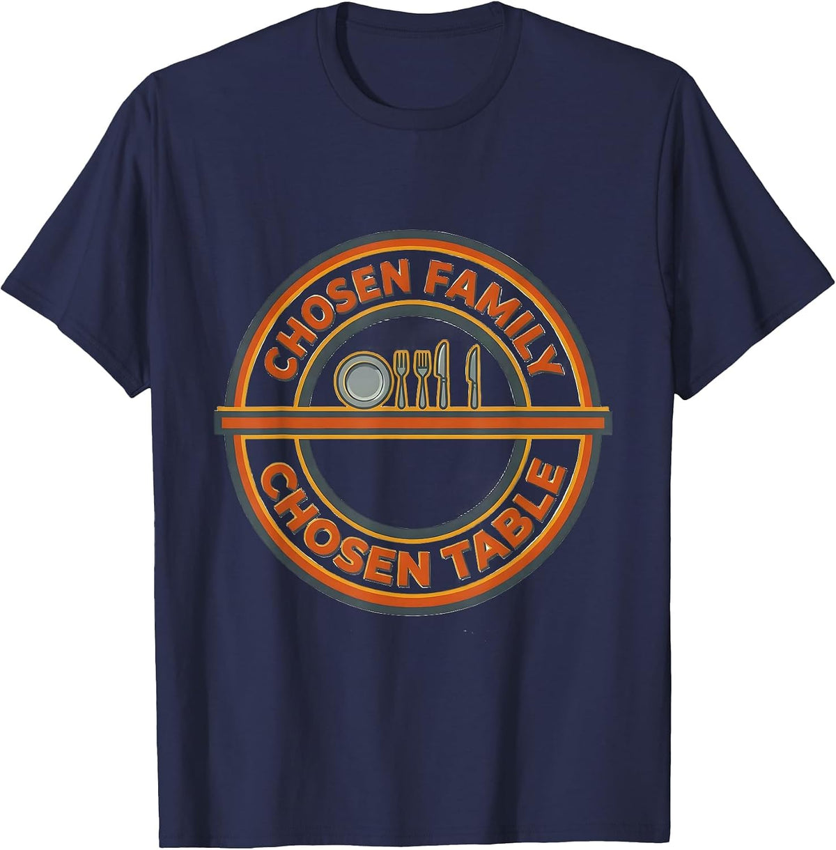 Men's Chosen Family Chosen Table Playful Friendsgiving Matching T-Shirt - Navy Blue