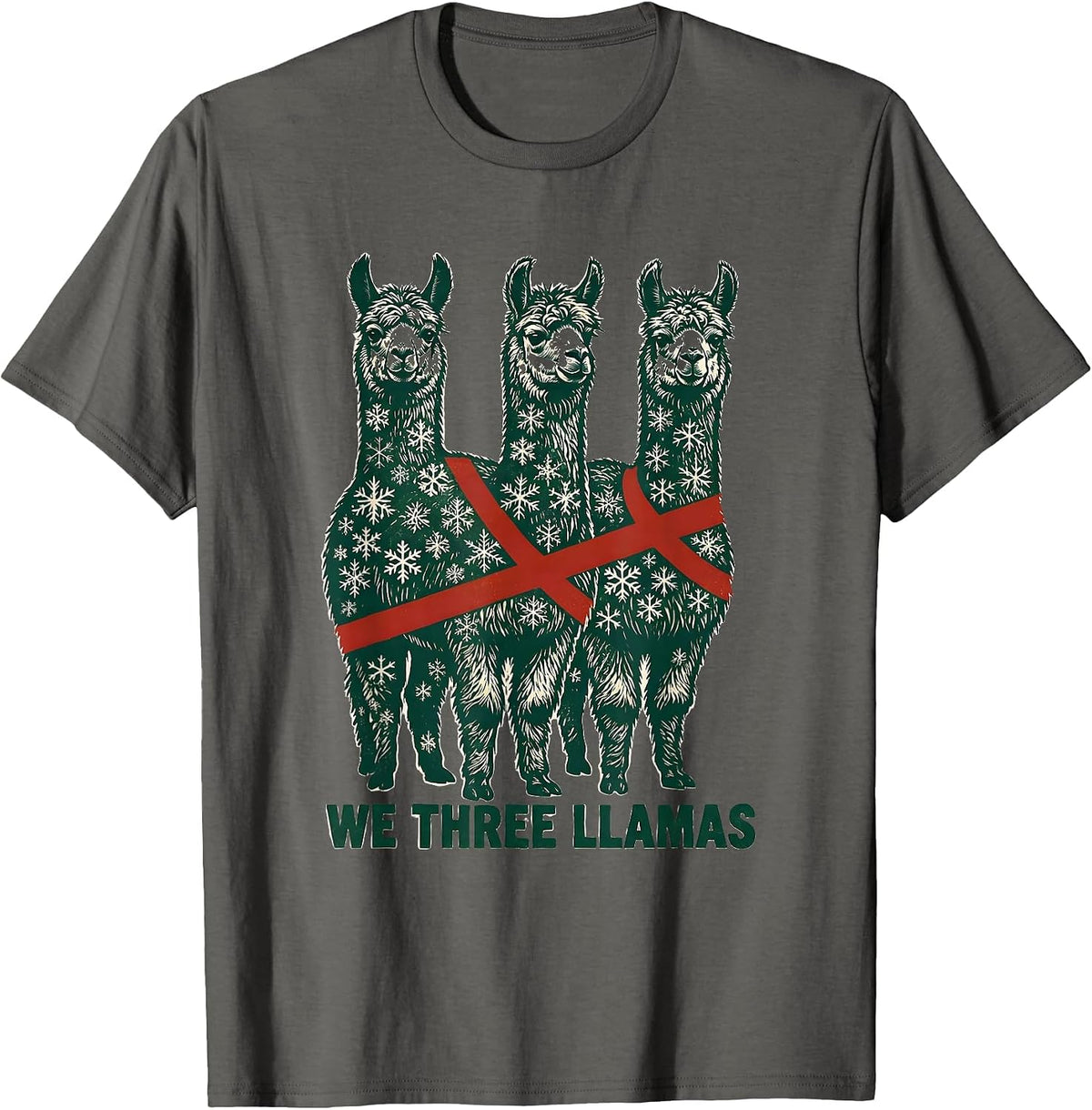 Men's We Three Llamas Funny Christmas Llama Lover Alpaca Pun T-Shirt - Asphalt Grey