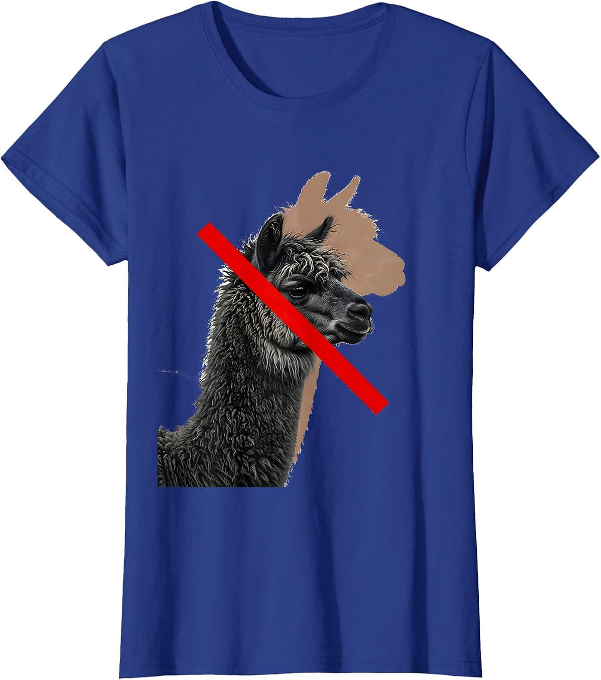 Women's Alpaca Profile Humor Casual T-Shirt - Royal Blue
