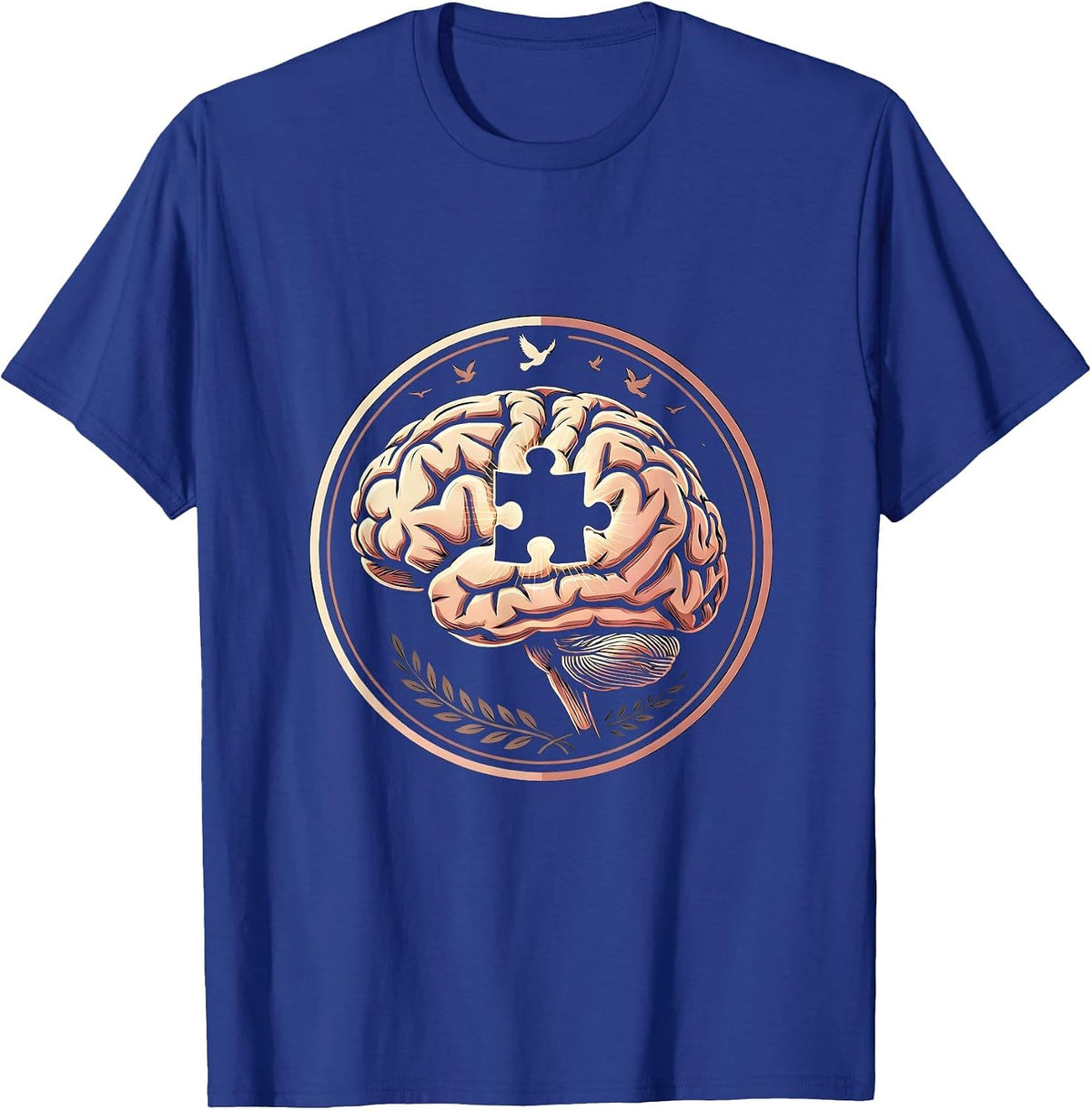 Men's Special Education Brain Puzzle Piece Glowing Art T-Shirt - Royal Blue