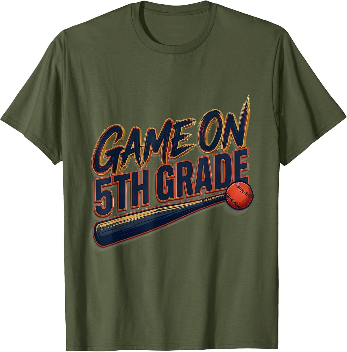 Game On 5th Grade Sign Painter Showcard Back To School T-Shirt - Olive Green
