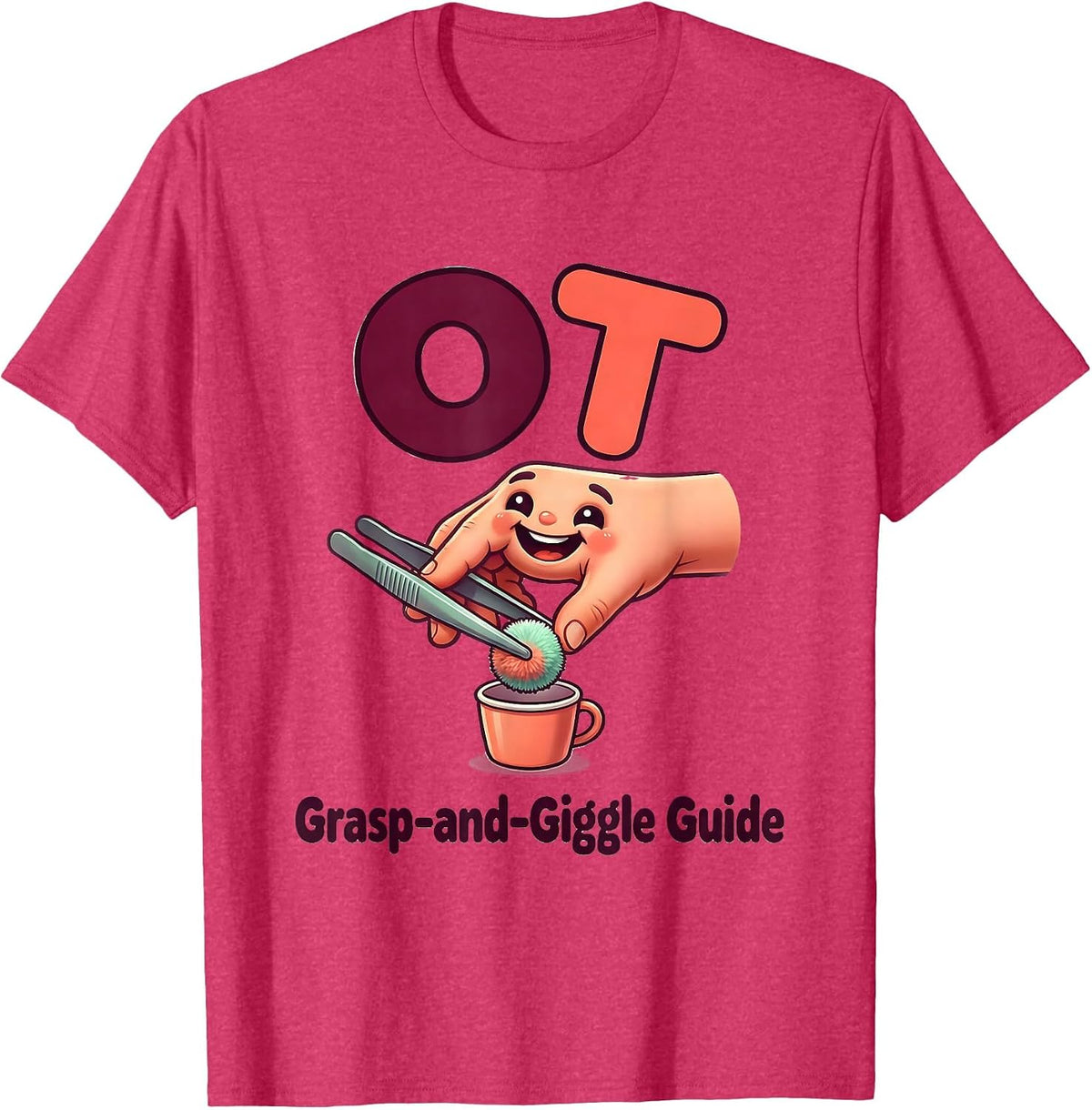 OT Grasp-and-Giggle Guide Cute Kawaii Occupational Therapy T-Shirt - Red Heather
